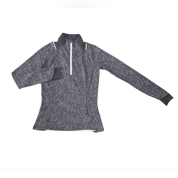 lululemon athletica Tops - Lululemon Lightweight Black and White Speckled 1/4 Zip Long Sleeve Top Size 8